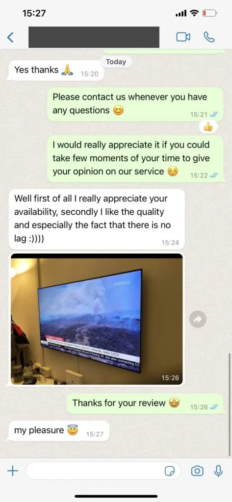 Capture exemple assistance Mario IPTV sur WhatsApp 2