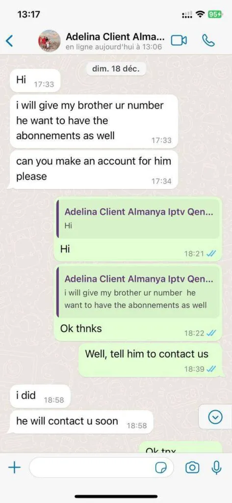 Capture exemple assistance Mario IPTV sur WhatsApp 5